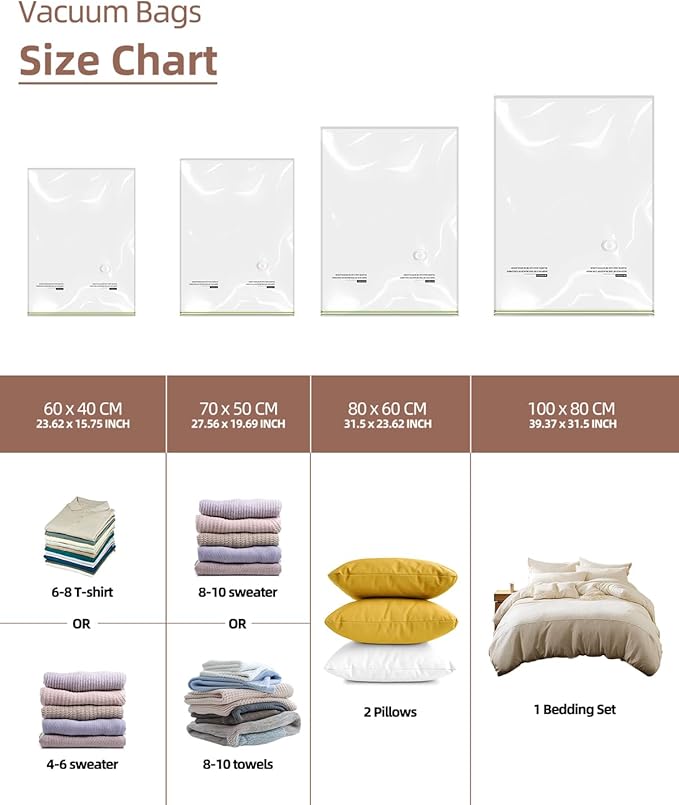 Vacuum Storage Bags for moving, Vacuum Seal Bags for Memory Foam, Latex, Clothing & Bedding, Space Saver Bags for Organization and Storage(10 Large)