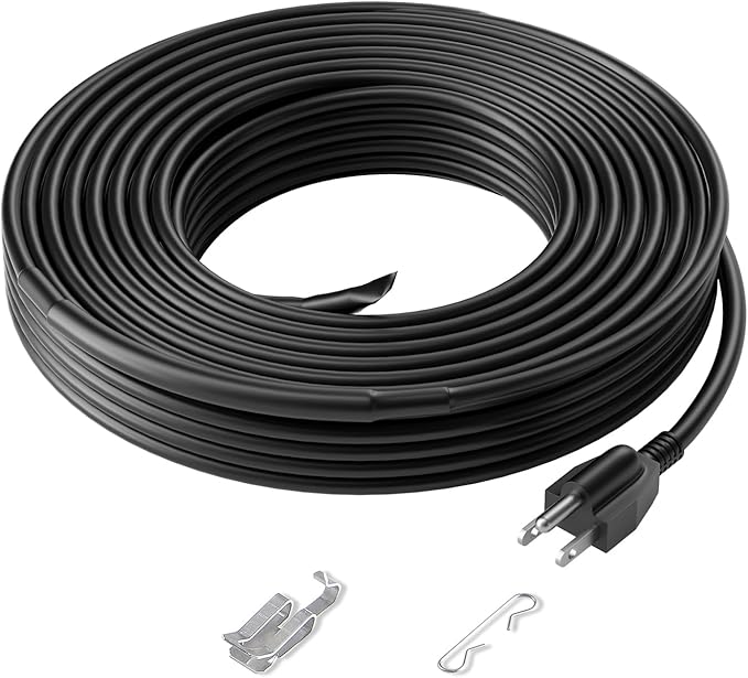 VEVOR Self-Regulating Pipe Heating Cable, 50FT 5W/FT Heat Tape for Pipes, Roof Snow Melting De-icing, Gutter and Pipe Freeze Protection