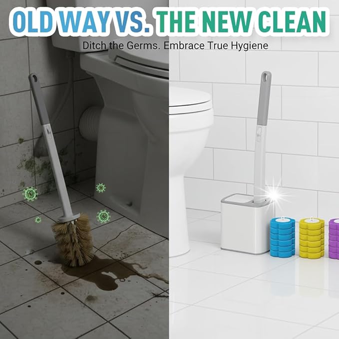 Disposable Toilet Brush, 2026 New Toilet Cleaning Supplies, Wall Mounted Toilet Bowl Cleaner Brush, Toilet Brush Holder, Toilet Bowl Brush and Holder Set (6pcs Lavender Flavor)