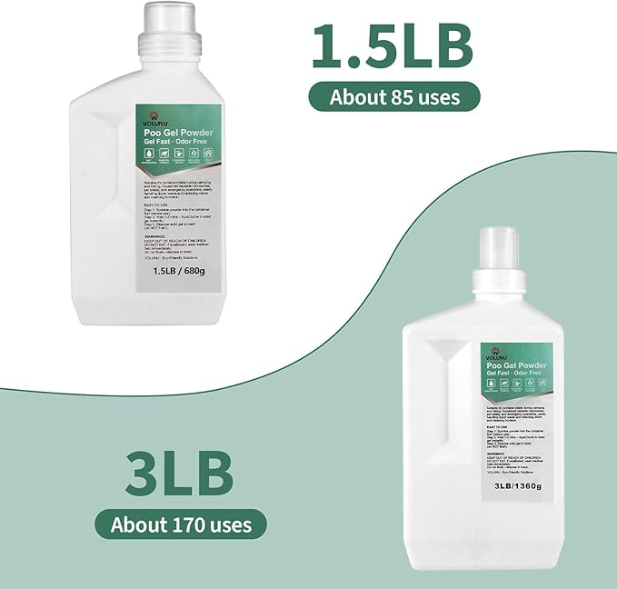 1.5LB/3LB Pee Powder Gel & Poo Gel Powder - Urine Solidifier & Odor Neutralizer Portable Toilet Powder & Camping Toilet Gel for Home Patient Care, Pet Accidents, Outdoor Travel Emergency Kits