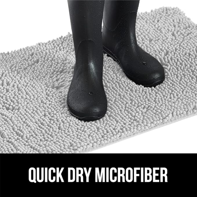 GORILLA GRIP SoakSTOPPER Dog Door Mat, 60x36 Machine Washable Rug Absorbent Doormat Captures Moisture Mud Dirt, Quick Dry Soft Chenille Entryway Rugs Indoor Entrance Mats for Dog Paws, Light Gray
