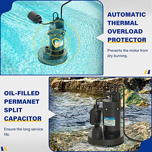 1/3HP Submersible Sump Pump 3040GPH Clean/Dirty Water Pump - Image 7
