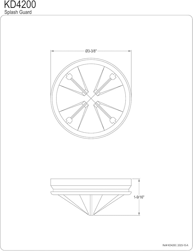 Kingston Brass KD4200 Made to Match Garbage Disposal Splash Guard, 3-3/8'' (L) x 3-3/8'' (W) x 1-9/16'' (H), Black