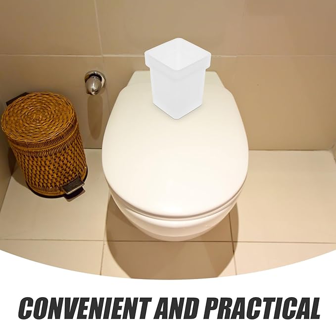 Ceramic Toilet Bowl Brush Holder with Frosted Square Storage Cup, Small Bathroom Cleaning Brush Container for Household Toilet Accessories