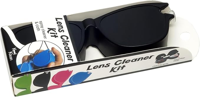 Calabria Kool Klean 4 Pack Eyewear Cleaning Kit Black 15ml Cleaning Spray, White Cleaning Cloth Included