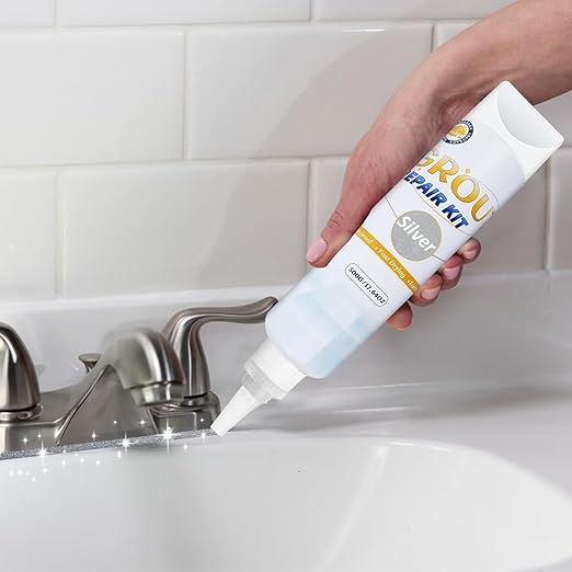 Tile Grout Repair Kit, Grout Filler Paste with Silicone Trowel Scraper, 17.64oz, Waterproof