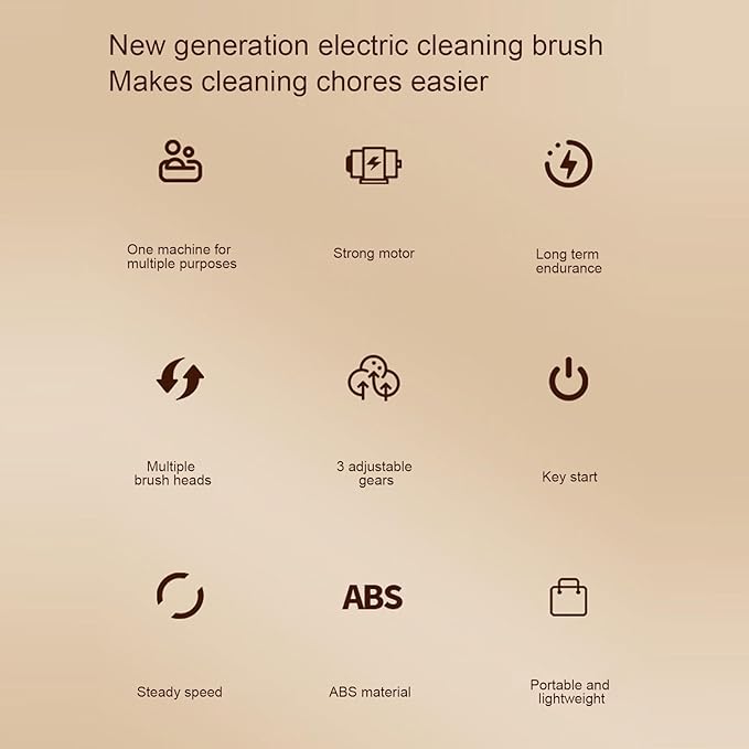 Electric Spin Scrubber, 7 in 1 Electric Scrubber, IPX7 Water Proof, 3 Speed Adjustable, Cordless Cleaning Brush Extension Handle 7 Replaceable Heads for Bathroom