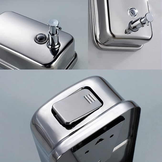modunful Stainless Steel Soap Dispenser โ 27oz Wall Mounted for Family Use, Brushed Nickel, Leak-Proof Pump, Durable Design for Busy Households