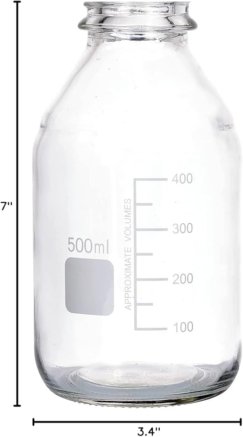 Lab Media Storage Round Bottles Graduated Glass Container GL45 Screw Cap Leakproof Multi-Purpose for Scientific | pack of 8 (Orange,500ml)