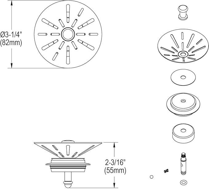 Elkay 3-1/2" Garbage Disposal Stopper/Strainer for use with Perfect Drain-Satin Finish