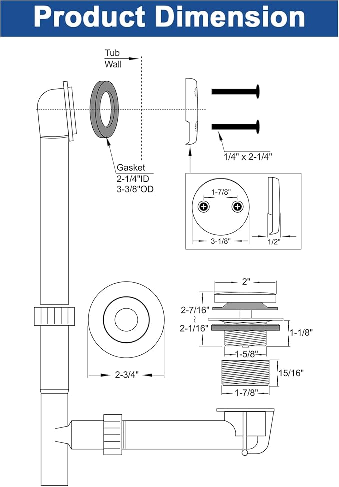 Brass Tip-Toe Tub Drain Kit with Basket Strainer and Two Hole Overflow Faceplate, Champagne Bronze