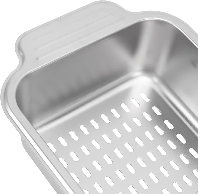 AYNEFY Extendable Over The Sink Basket Expandable Stainless Steel Colander 304 Food Grade Strainer for Washing Vegetables Fruits Pasta Dishes with Rubber Grip Handles (L)