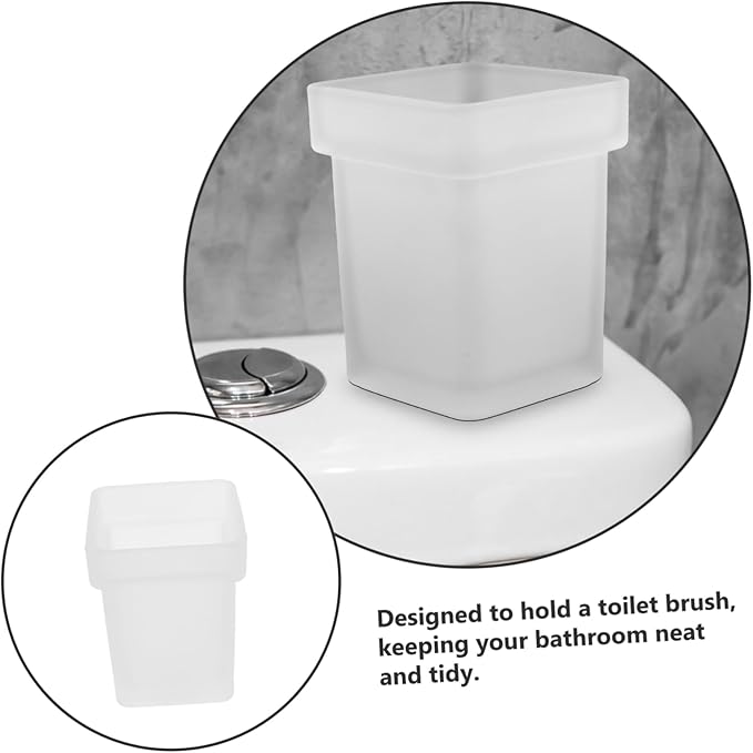 CANIGHT Square Toilet Bowl Brush Holder Cup Frosted Ceramic Bathroom Scrubber Compact Storage for Household Cleaning Suitable for Small Spaces