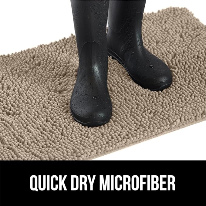 GORILLA GRIP SoakSTOPPER Dog Door Mat, 70x24 Machine Washable Rug Absorbent Doormat Captures Moisture Mud Dirt, Quick Dry Soft Chenille Entryway Rugs Indoor Entrance Mats for Dog Paws, Beige