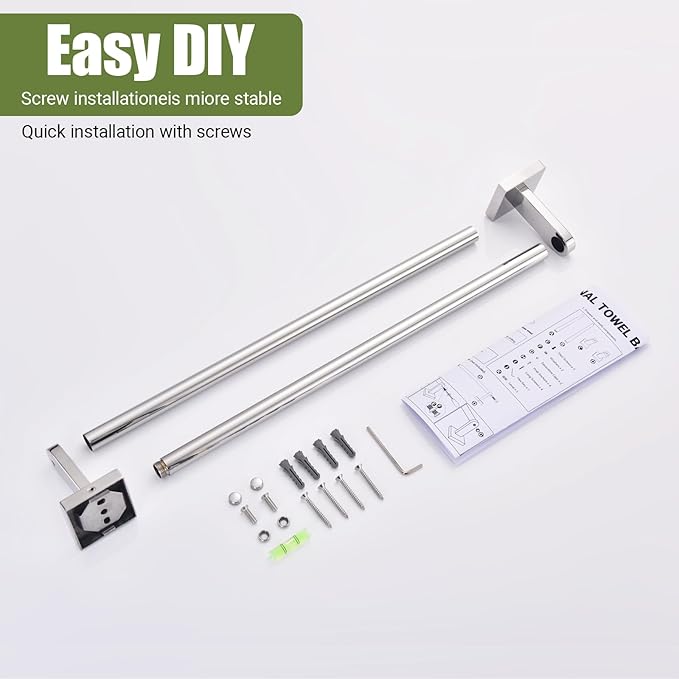 Miyili 30-Inch Towel Bar, Classic Polished SUS 304 Stainless Steel Wall Mounted Bathroom Towel Holder, Total Length 32-Inch