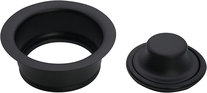 Westbrass D2165-62 Post Style Large Kitchen Basket Strainer with Waste Disposal Flange and Stopper, Matte Black