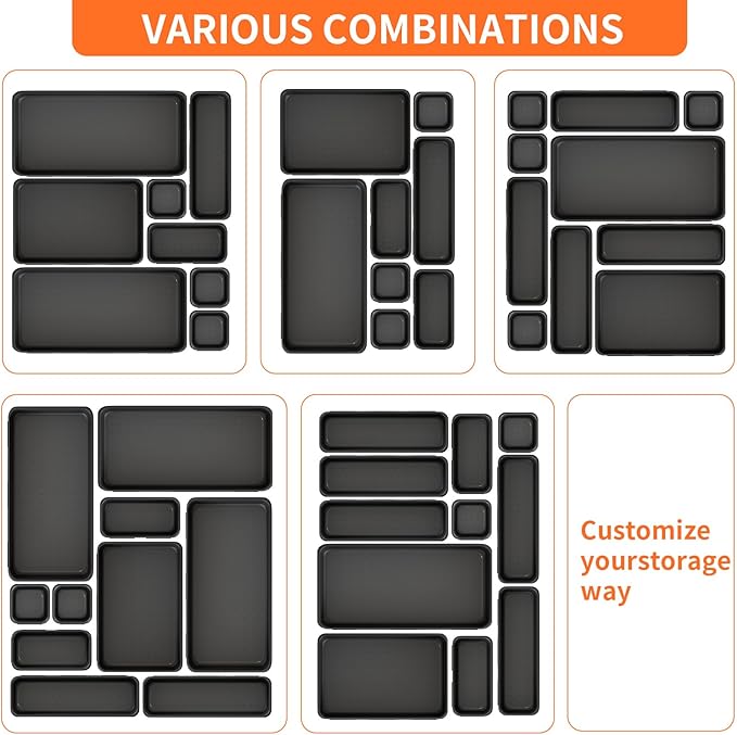 20 Pack Tool Box Organizer Tray, 5-sizes Large 12'' Tool Box Organizers And Storage, For Hammer, Wrench, Screw, Small Parts Toolbox Organization, Tool Cart Chest Garage Drawer Organizer Tray, Black