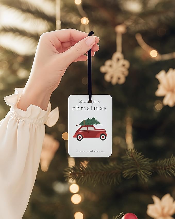 Christmas Berry Car Air Freshener 4 Pcs, Merry Christmas Truck Bauble Ball Checkered Hanging Air Freshener for Cars Closet Drawer Books, Cute Xmas Car Accessories Mirror Decor for Women