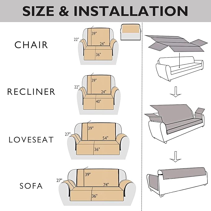 Skidproof Sofa Cover-Grey Bird Sofa Slipcover with Elastic Straps-Easy Fit Slip Cover-Washable Furniture Protector for Pets and Kids(Loveseat,Grey)