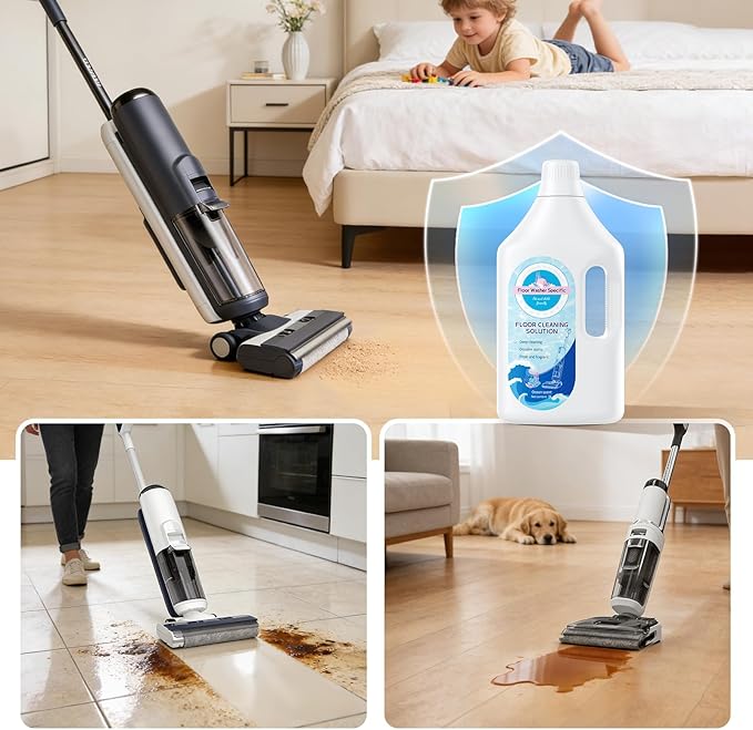 Floor Cleaner Compatible with Tineco Cleaning Solution, Suitable with All Robotic Vacuum Mop and Cordless Wet/Dry Vacuum Mop Cleaner, Multi-Surface Deodorizing & Cleaning Solution (1 L, Ocean)