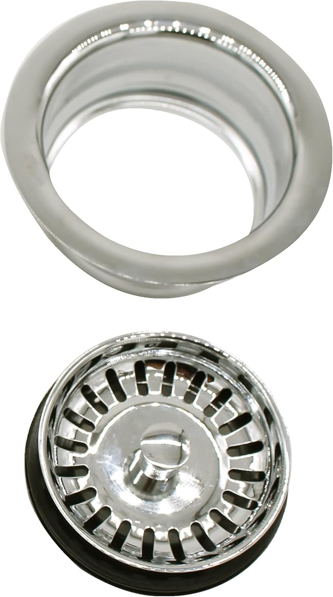 Westbrass D2089SEV-05 3-1/2" Kitchen Sink Waste Disposal Drain Flange and Basket Strainer, Polished Nickel