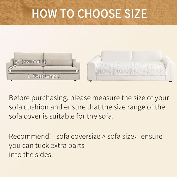 Waterproof Couch Cover for Dogs Washable,Fuzzy Pet Couch Covers for Sofa,Thick Soft Dog Mat Non-Slip Couch Covers for 3 Cushion Couch Sofa Pet Friendly (White, 35x62(1pc))