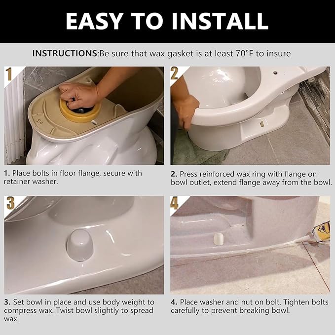 Toilet Wax Ring 2 Pack, Thick Toilet Bowl Wax Seal with Polyethylene Flange, Toilet Gasket Ring Fits 3-Inch or 4-Inch Waste Lines