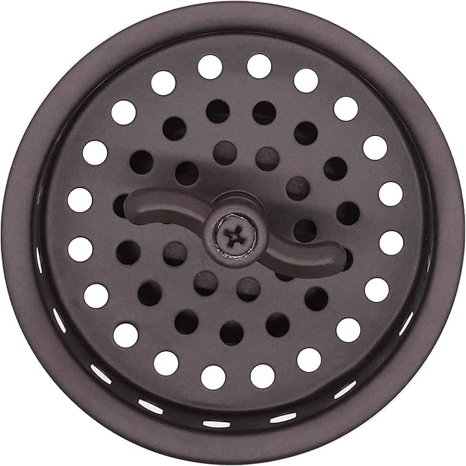 Westbrass D2155-12 Wing Nut Style Large Kitchen Basket Strainer with Waste Disposal Flange and Stopper, Oil Rubbed Bronze