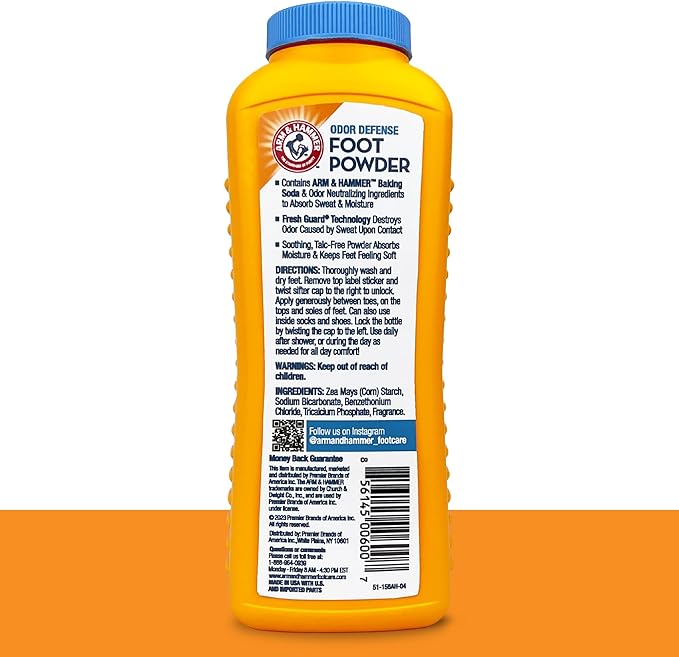 Arm & Hammer Foot Powder for Shoes & Feet, Talc-Free Odor & Moisture Control for Men & Women, 7 oz (3 Pack)