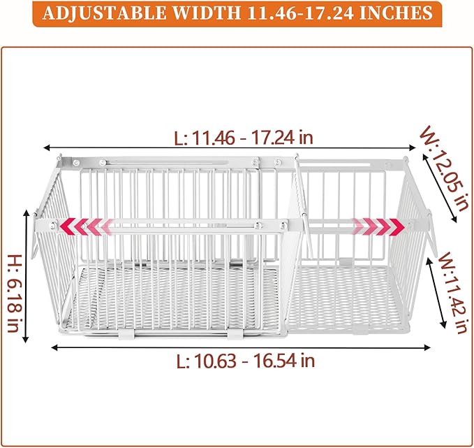 Large Freezer Organizer Bins,Upgraded Bottom Leak-Proof net,4 Pack, Expandable Stackable Chest Freezer Containers with Handle,for Fridge, Deep Freezer, Cabinet, Kitchen, Pantry (White-4Pack)