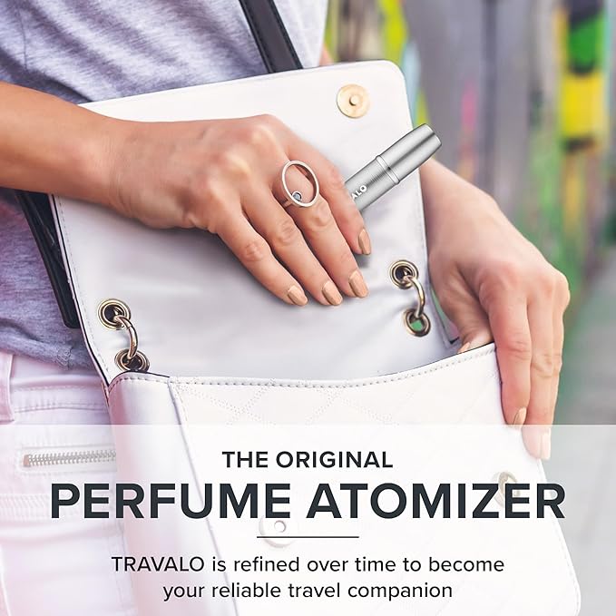 Travalo Lux Perfume Atomizer Gift Set Black & Silver - 2 Pc Leak-Proof, Airtight, Easy to Fill Mini Spray Bottles - Travel Size Perfume Refill Bottle with Polished Metal Alloy Outer Shell
