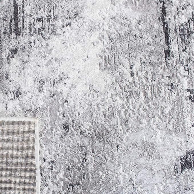 SAFAVIEH Amelia Collection Accent Rug - 3' x 5', Grey & Ivory, Modern Abstract Design, Non-Shedding & Easy Care, Ideal for High Traffic Areas in Entryway, Living Room, Bedroom (ALA705G)