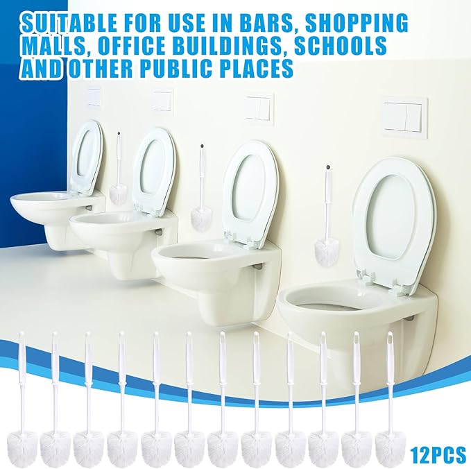 Roshtia 12 Pcs Toilet Brush Cleaner Toilet Bowl Brushes Bulk Commercial White Bathroom Scrubber with Plastic Handles Restroom Cleaning Scrub for Bathroom Industrial Cleaning Supplies 13.7 Inch