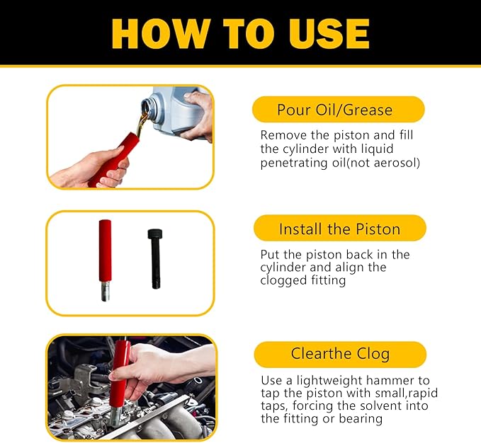 SOVLE Grease Fitting Cleaning Tool, Grease Zerk Buster Remove Old Dried Grease from Fittings, Pins, Shafts, Bushings, and Joints for Tractors, Excavators, Heavy Machinery (no Replacement Part)
