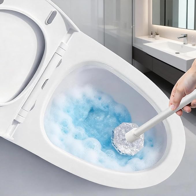 50 Count Disposable Toilet Brush,Toilet Cleaner Refills,Replacement Heads for Toilet Cleaning System,Compatible with Most Toilet Brushes(not Included Brush Rod)