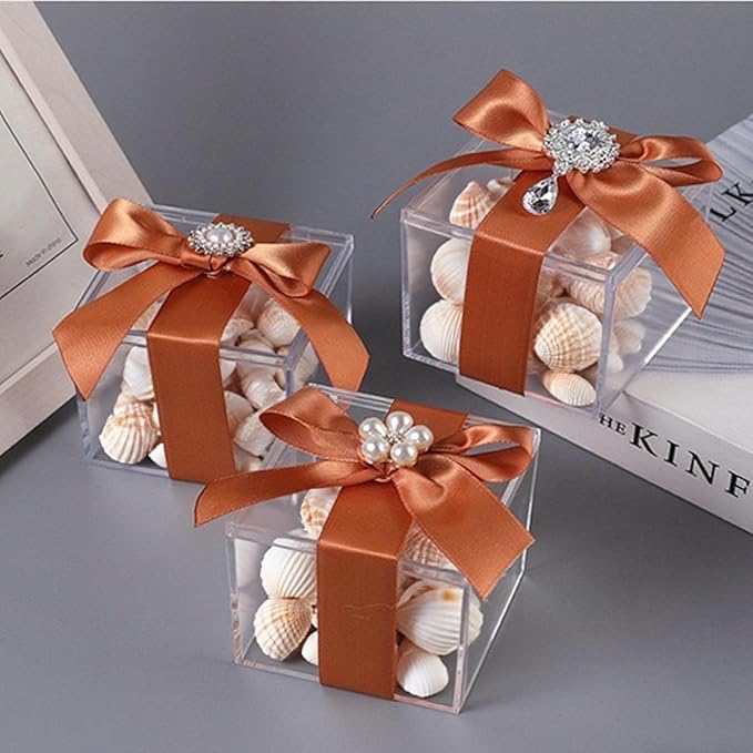 KissYou Small Clear Box Acrylic Boxes with Lid Acrylic Square Cube for Display Jewelry Storage Contanier Party Decorative Box