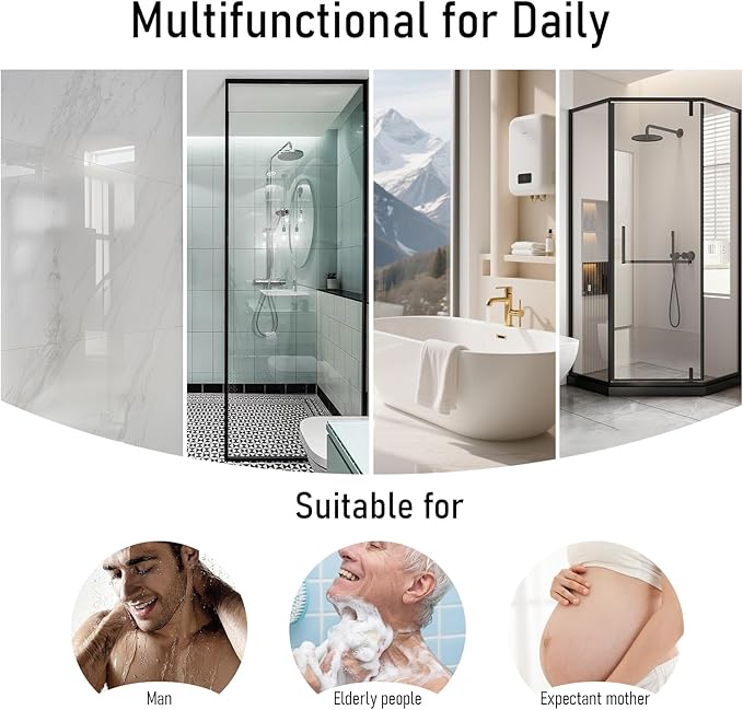 Back Scrubber Shower Bathtub Tub Body Bath Cushion Back Lumbar Support - Silicone Ergonomic Extra Large Thick Soft Seat Paded Non-Slip Suction Cups Relaxing Spa Exfloating Scrubber Mat Black