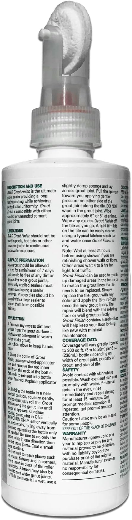 Kit - The Professional's Choice - Color and Seal Grout - Prevents Stains and Creates Easy to Clean Grout - 8oz Bottle, Wheel applicator, Brush applicator, and Scrub pad (White)