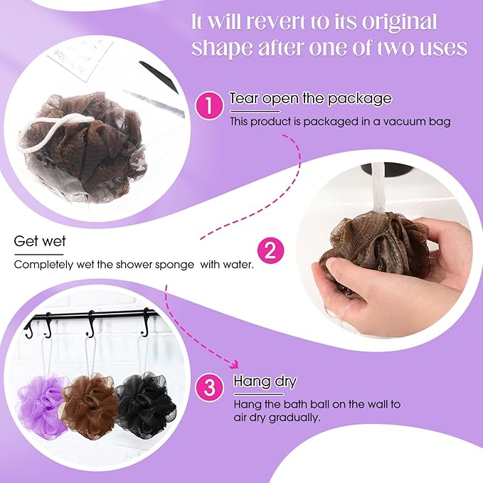 Sunnyray 100 Pcs Loofahs Bulk Bath Sponge Shower Luffas Exfoliating Body Scrubber Packs Soft Mesh Loofahs Balls Travel Cleaning Wash Puff Bathing Accessories for Women Men, 20g (Multicolor)