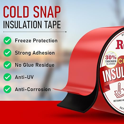 Redford Supply Co. 4 Pack - 2 inch x 14 ft, Pipe Insulation, Outdoor Pipe Insulation Wrap for Winter Freeze Protection, Water Line Freeze Protection Foam, Insulated Wrap for Copper Pipes, PVC, AC Line