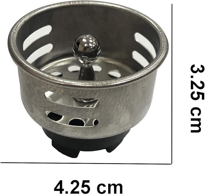 Stainless Steel Junior Duo Strainer Replacement Basket/Stopper for Bar and Prep Sinks Drains 3 Pack
