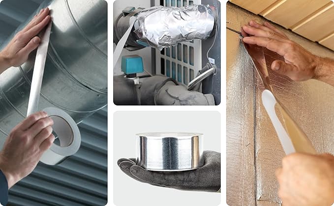 GGR Supplies AF-20R Professional/Industrial Grade High Temperature Heat Shield Resistant Aluminum Foil Tape Ideal for HVAC, Air Ducts Repair & More (3.6Mil): 2 in. Wide x 50 yds.