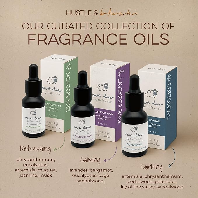 Hustle & Blush Essential Oil for Dryer Balls, 15ml Cottontail, Natural Laundry Fragrance, Long-Lasting Fresh Scent, Wool Dryer Balls Ideal for Diffusers, Candle Making, Multi-Use for Home & DIY
