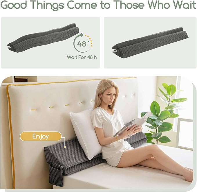 HIGOGOGO King Size Wedge Pillow for Headboard Gap - Multi Functional Mattress Wedge Bed Gap Filler Close The Gap (0-7") Between Your Mattress and Headboard or Wall (Grey 76"x11"x9")