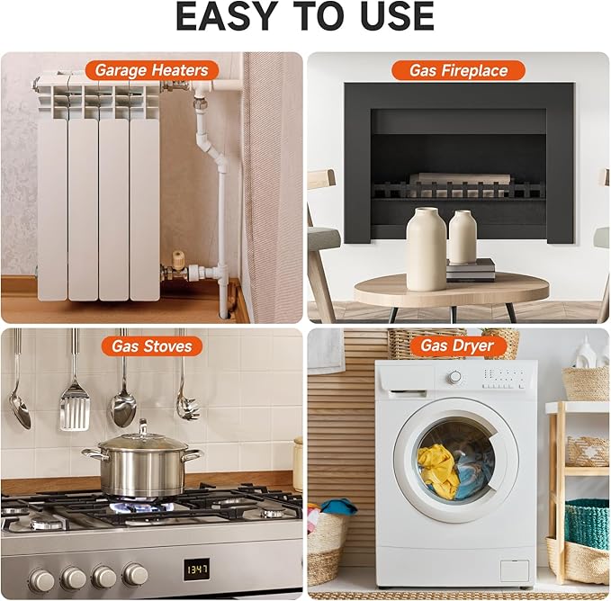 Roastove One Stop Universal Gas Appliance Hook Up Kit - Brass Gas Ball Valve and Flexible Gas Connector with Fittings for Garage Heaters, Gas Stoves, Wall Mounted Heaters, Gas Fireplace and Gas Dryer