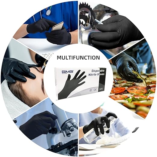 GMG SINCE1988 Nitrile Gloves Latex-Free, Powder-Free Ultra-Strong Tensile,50 Pack Household Cleaning Gloves