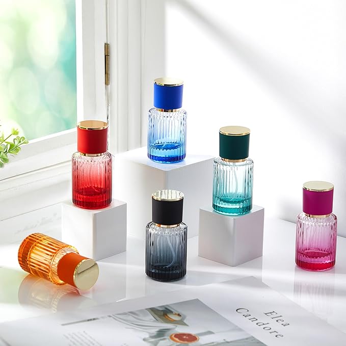 12 Pcs 30/50/100ml Empty Glass Perfume Bottles Bulk Pack for Perfume Makers Refillable Atomizer Cologne Bottles DIY Vintage Fragrance Packaging Glass Bottling Supplies (Black,30 ml)
