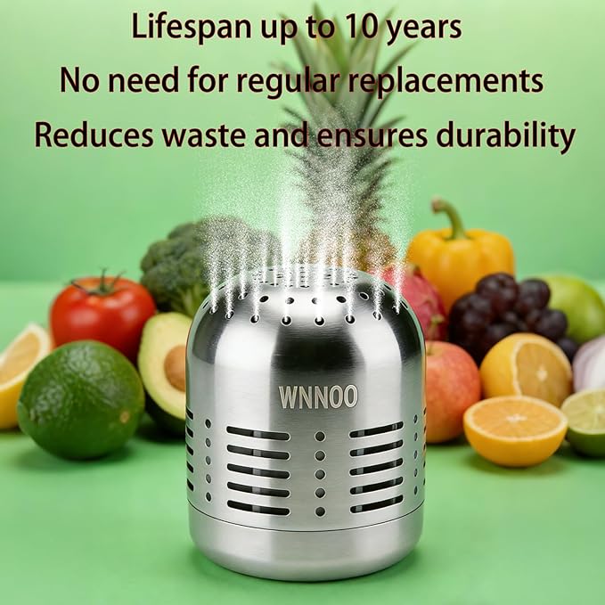WNNOO Refrigerator Deodorizer,Lasts for 10 Years,Stainless steel Fridge Deodorizer More Effective Than Baking Soda Bamboo Air Purifying Bagsz ,Refrigerator Odor Eliminator Silver color。