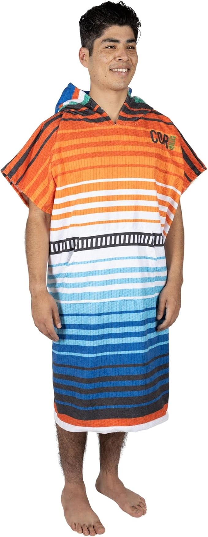 COR Surf Poncho Changing Towel Robe with Hood and Front Pocket | Thick Quick Dry Microfiber Wetsuit Poncho Towel for Surfing Beach Pool Swim (Large, Sarape)