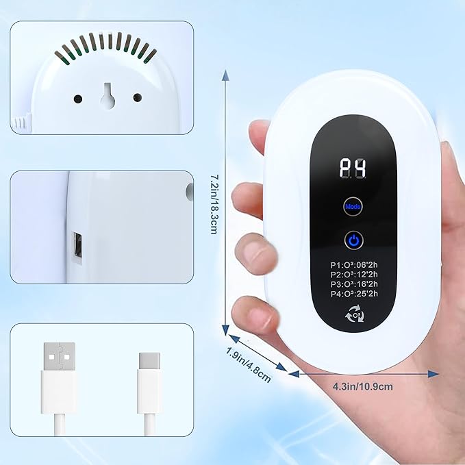 Home Air Purifier for 99% Strong Odor Cat Box Deodorizer for Pets Poof Plug in Ionizers Air Freshener for Bedroom Kitchen Toilet Pets Shoe Cabinet Litter Box Deodorizer (1)